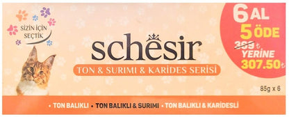 Schesir Pouch Ton Surimi Ve Karides Serisi Kedi Konservesi (6 Al 5 Öde) 85 GR  | SRC: Barcode: 8681612752086