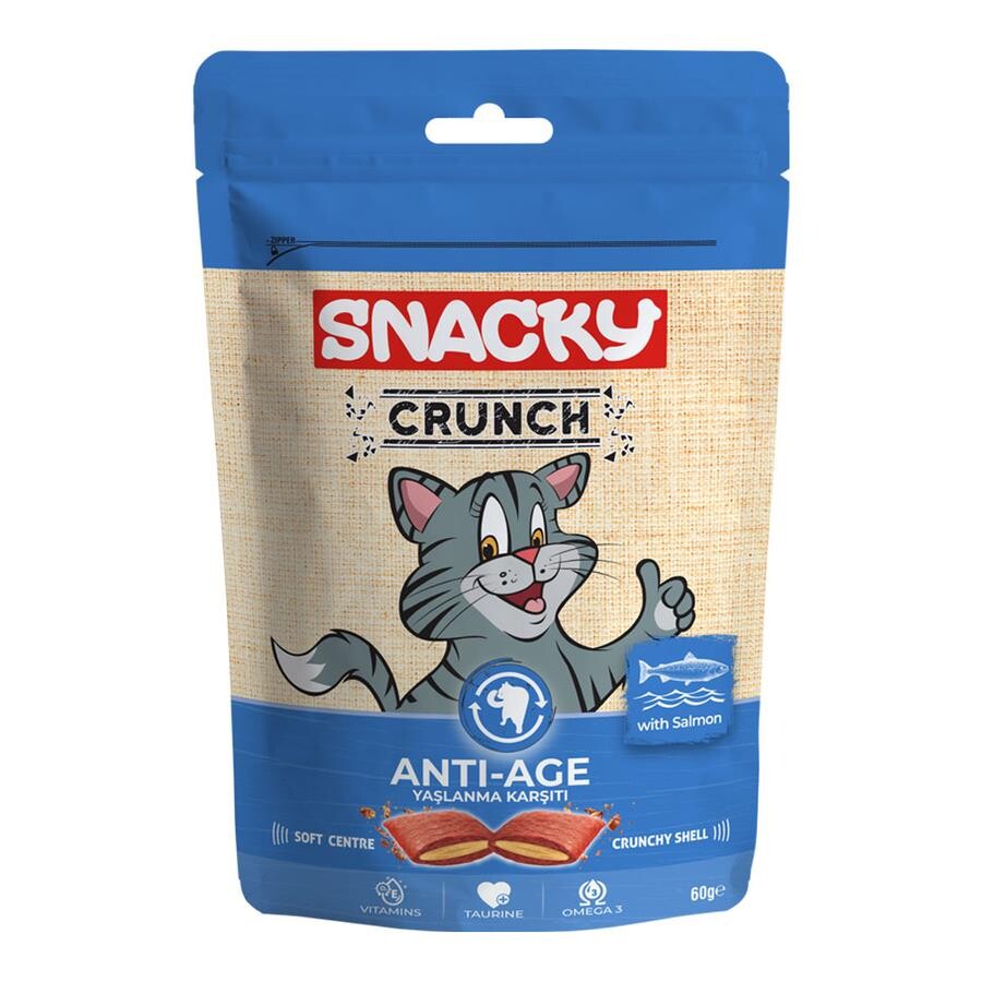 Snacky Crunchy Somonlu Kedi Ödülü Anti-age 60 GR  | SRC: Barcode: 8682631202286