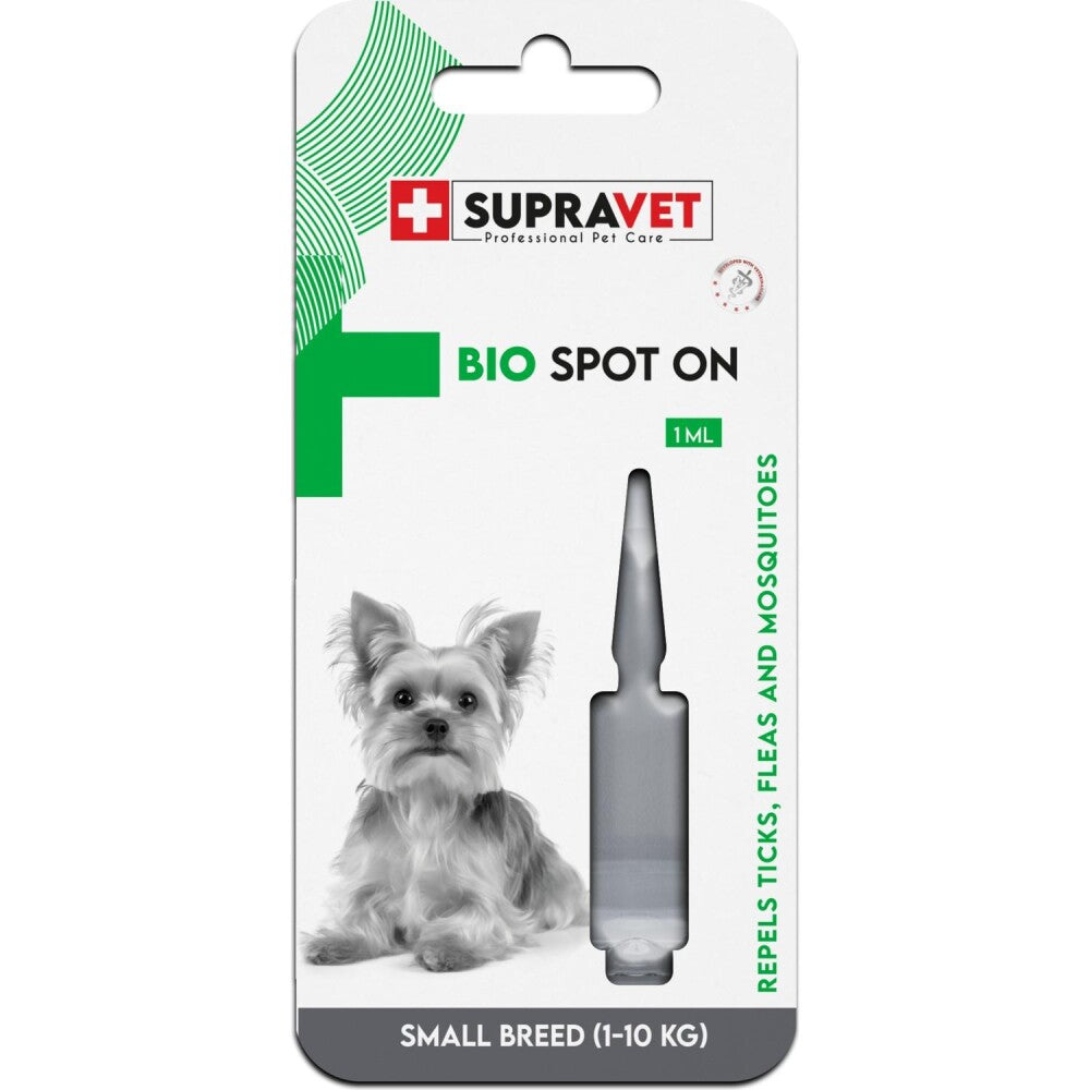 Supravet Küçük Irk Köpek Deri Ve Tüy Bakım Yağı; Bit Pire Kene Dış Parazit Ense Damlası 1-10 KG 1 ML  | SRC: Barcode: 8680589182810