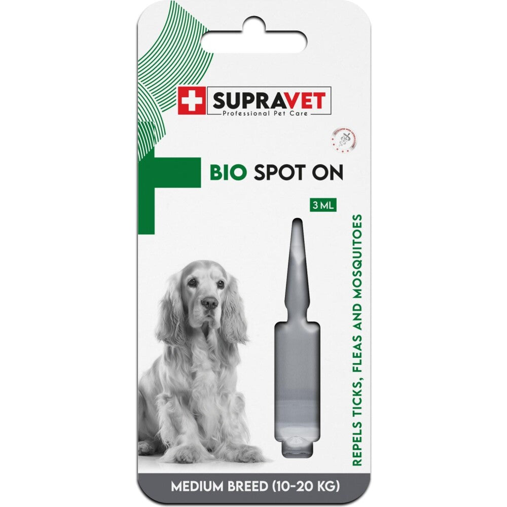 Supravet Orta Irk Köpek Deri Ve Tüy Bakım Ense Yağı; Bit Pire Kene Dış Parazit Bitkisel Damla 10-20 KG 3 ML  | SRC: Barcode: 8680589182827