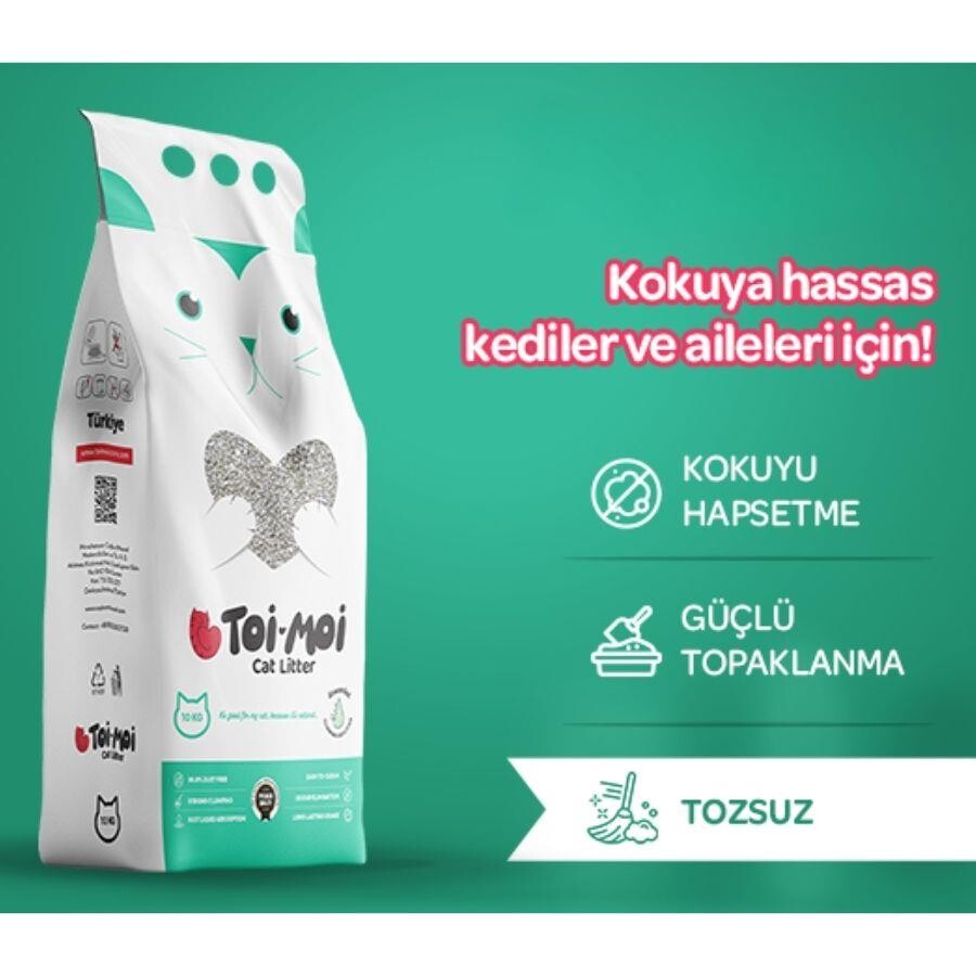 Toi Moi Kokusuz İnce Taneli Topaklanan Bentonit Kedi Kumu 10 KG  | SRC: Barcode: 8683363416958