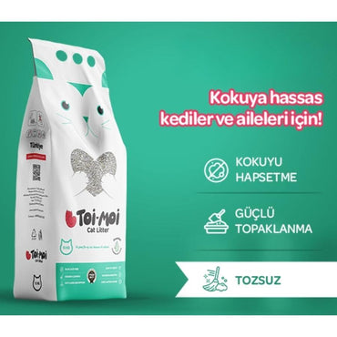 Toi Moi Kokusuz İnce Taneli Topaklanan Bentonit Kedi Kumu 10 KG  | SRC: Barcode: 8683363416958