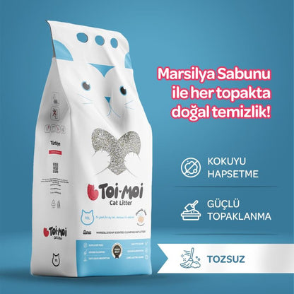Toi Moi Marsilya Sabunlu İnce Taneli Topaklanan Bentonit Kedi Kumu 10 KG  | SRC: Barcode: 8684438690112