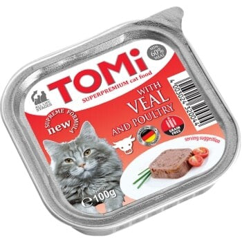 Tomi Pate Dana Etli Ve Kümes Hayvanlı Yetişkin Kedi Konservesi 100 GR  | SRC: Barcode: 4003024320044