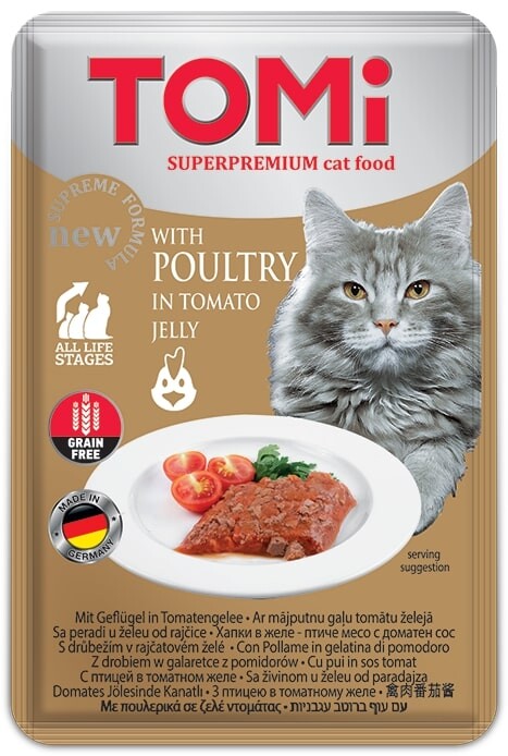 Tomi Pouch Pate Kümes Hayvanı Ve Domatesli Tahılsız Yetişkin Kedi Konservesi 100 GR  | SRC: Barcode: 4003024490884