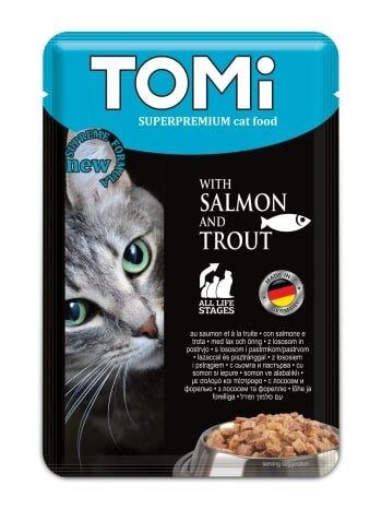 Tomi Pouch Somonlu Ve Alabalıklı Yetişkin Kedi Konservesi 100 GR  | SRC: Barcode: 4003024465158