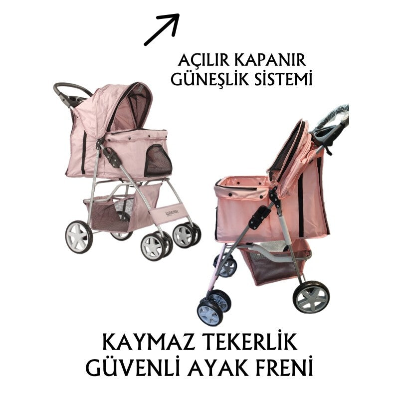 Tommy Evcil Hayvan Arabası Max 15 KG 82X46X99CM PEMBE  | SRC: Barcode: 8681085430115