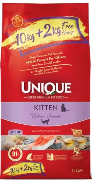 Unique Kitten Somonlu Yavru Kedi Maması 10 KG + 2 KG  | SRC: Barcode: 8683079748671
