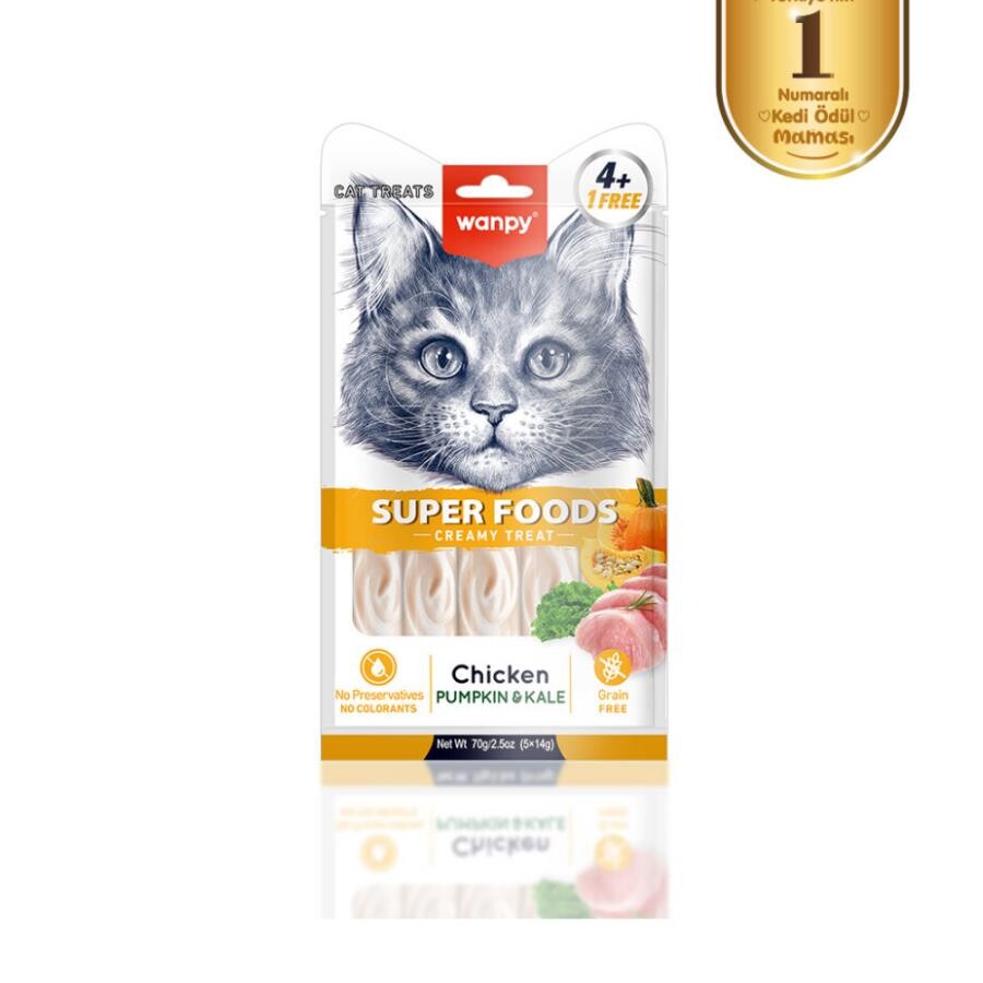 Wanpy Superfood Balkabağı & Kara Lahanalı Krema Kedi Ödülü 5×14 GR  | SRC: Barcode: 6927749874089