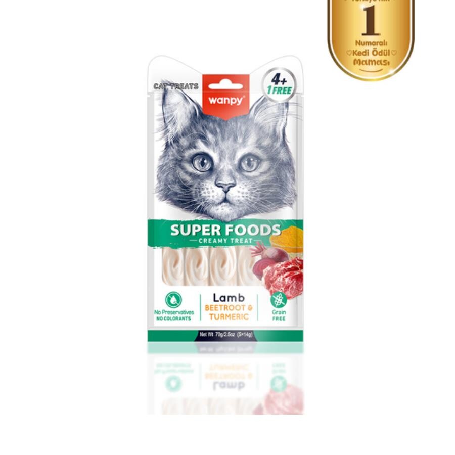 Wanpy Superfood Kuzulu. Pancar & Zerdeçallı Krema Kedi Ödülü 5×14 GR  | SRC: Barcode: 6927749874119