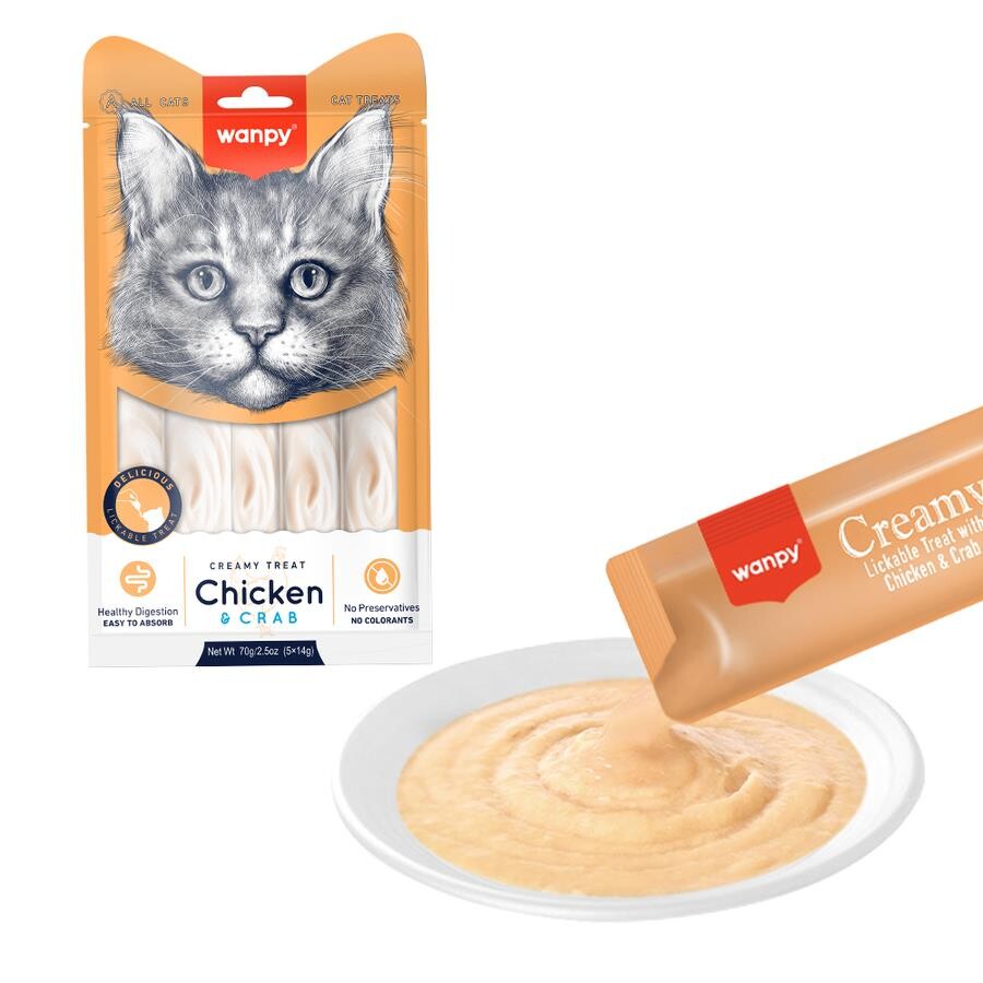 Wanpy Tavuk Ve Yengeçli Sıvı Krema Kedi Ödülü 5 X 14 GR  | SRC: Barcode: 6927749871217