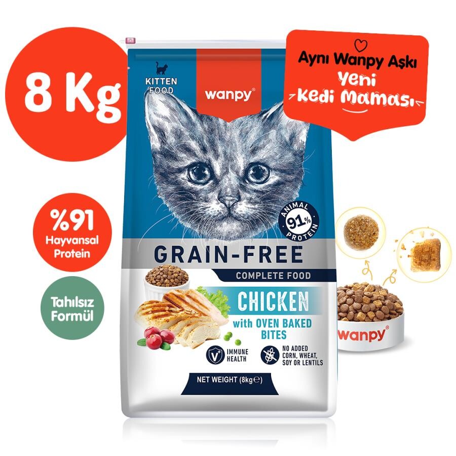 Wanpy Tavuklu Tahılsız Yavru Kedi Maması 8 KG  | SRC: Barcode: 6927749825173