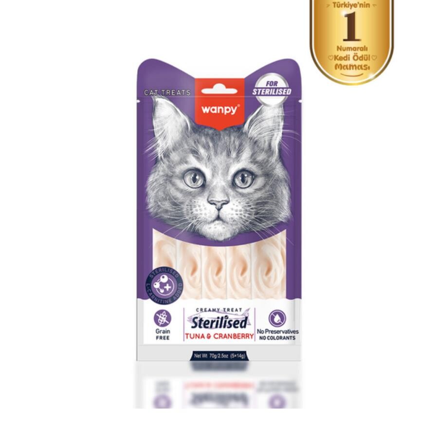 Wanpy Ton Balıklı & Kızılcıklı Kısırlaştırılmış Kedi Krema Ödülü 5×14 GR  | SRC: Barcode: 16927749819988