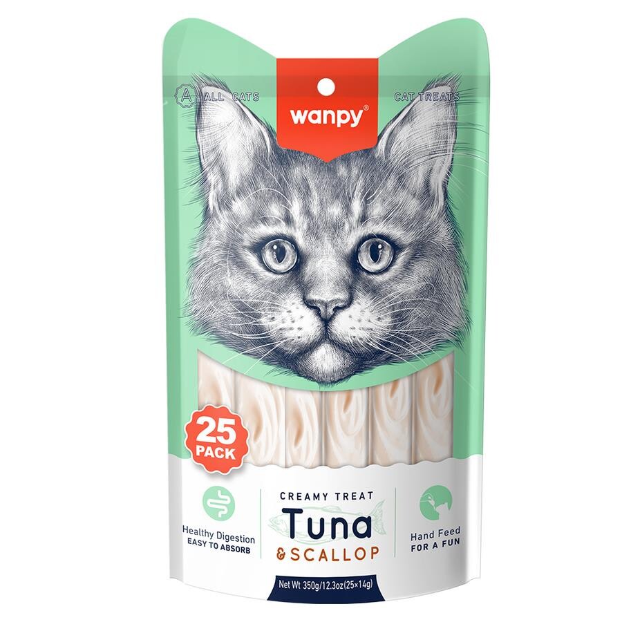 Wanpy Ton Balıklı Ve Deniz Taraklı Sıvı Krema Kedi Ödülü 14 GR 25 ADET  | SRC: Barcode: 6927749871361