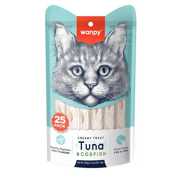 Wanpy Ton Balıklı & Morina Balıklı Sıvı Krema Kedi Ödülü 14 GR 25 ADET  | SRC: Barcode: 6927749871385