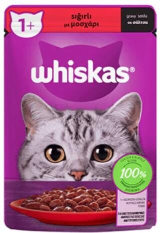 Whiskas Pouch Sos İçinde Sığır Etli Yetişkin Kedi Konservesi 85 GR 28 ADET  | SRC: Barcode: 